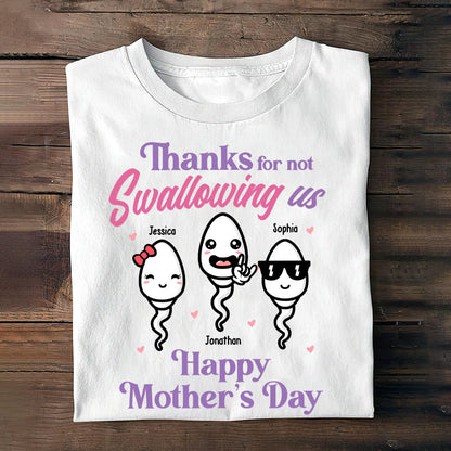 Thanks For Not Swallowing Us - Personalized Mother's Day Mother T-shirt and Hoodie