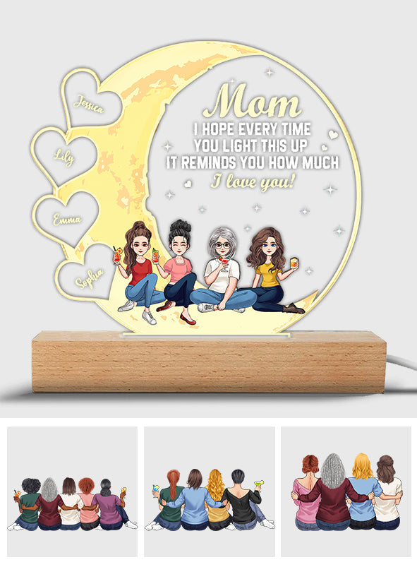 We Love You - Personalized Mother's Day Mother Shaped Plaque Light Base