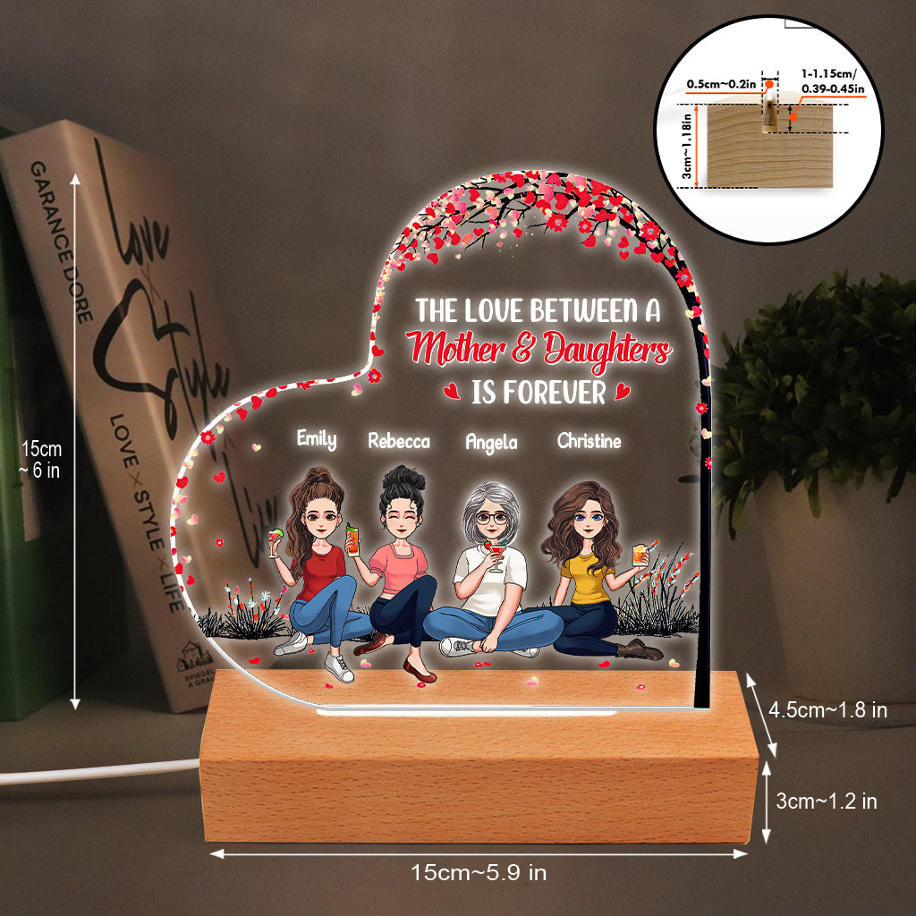 The Love Between Mother And Daughters Sons - Gift for mom, daughter, son - Personalized Shaped Plaque Light Base