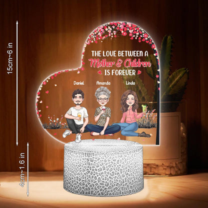 The Love Between Mother And Daughters Sons - Gift for mom, daughter, son - Personalized Shaped Plaque Light Base