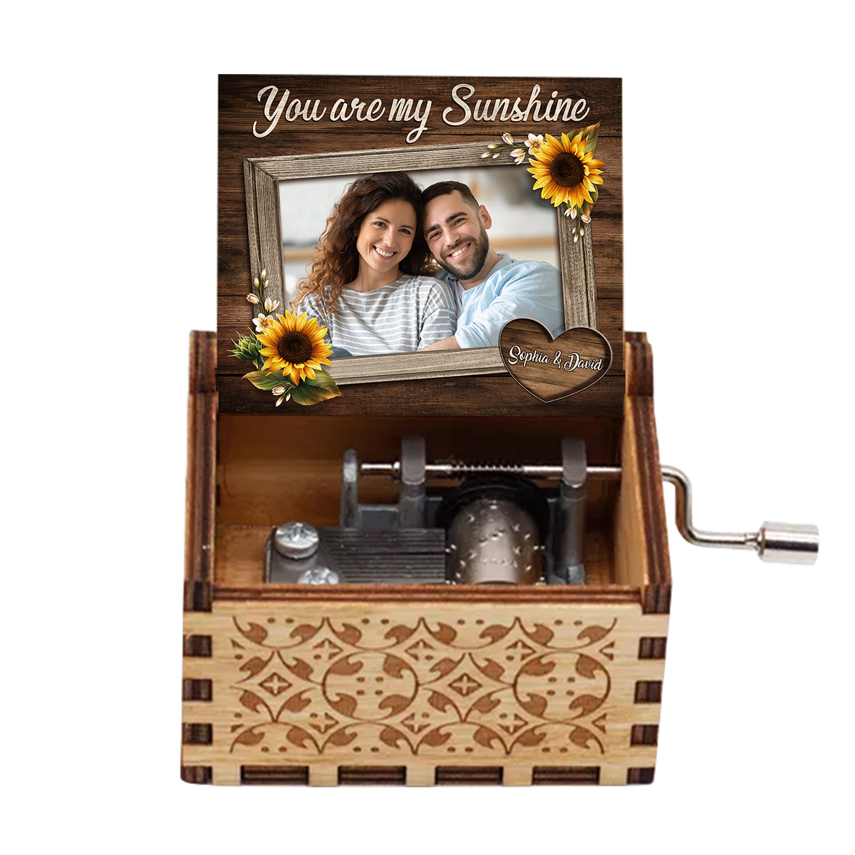 You Are My Sunshine - Gift for mom, grandma, grandpa, daughter, son, granddaughter, grandson, friend, sister, brother, aunt, uncle, dad - Personalized Hand Crank Music Box