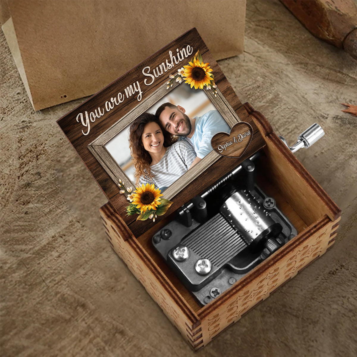 You Are My Sunshine - Gift for mom, grandma, grandpa, daughter, son, granddaughter, grandson, friend, sister, brother, aunt, uncle, dad - Personalized Hand Crank Music Box