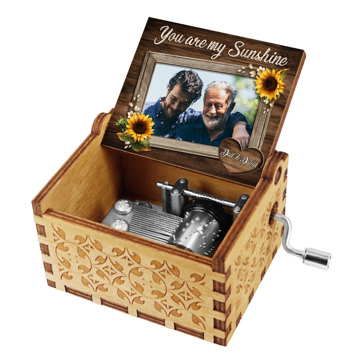 You Are My Sunshine - Gift for mom, grandma, grandpa, daughter, son, granddaughter, grandson, friend, sister, brother, aunt, uncle, dad - Personalized Hand Crank Music Box