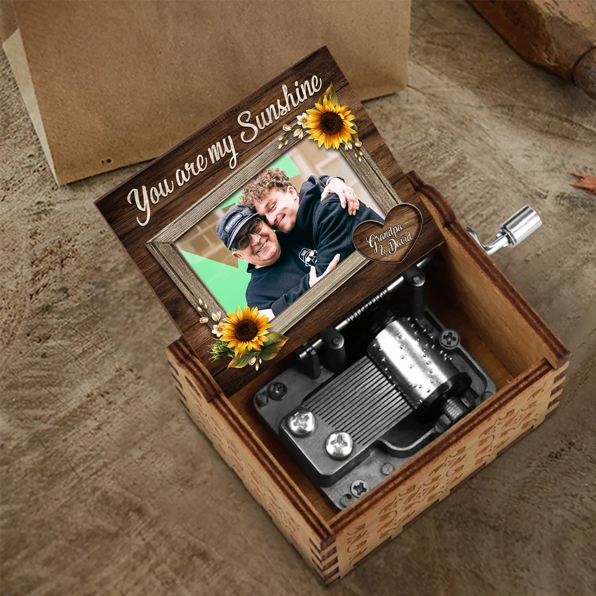 You Are My Sunshine - Gift for mom, grandma, grandpa, daughter, son, granddaughter, grandson, friend, sister, brother, aunt, uncle, dad - Personalized Hand Crank Music Box