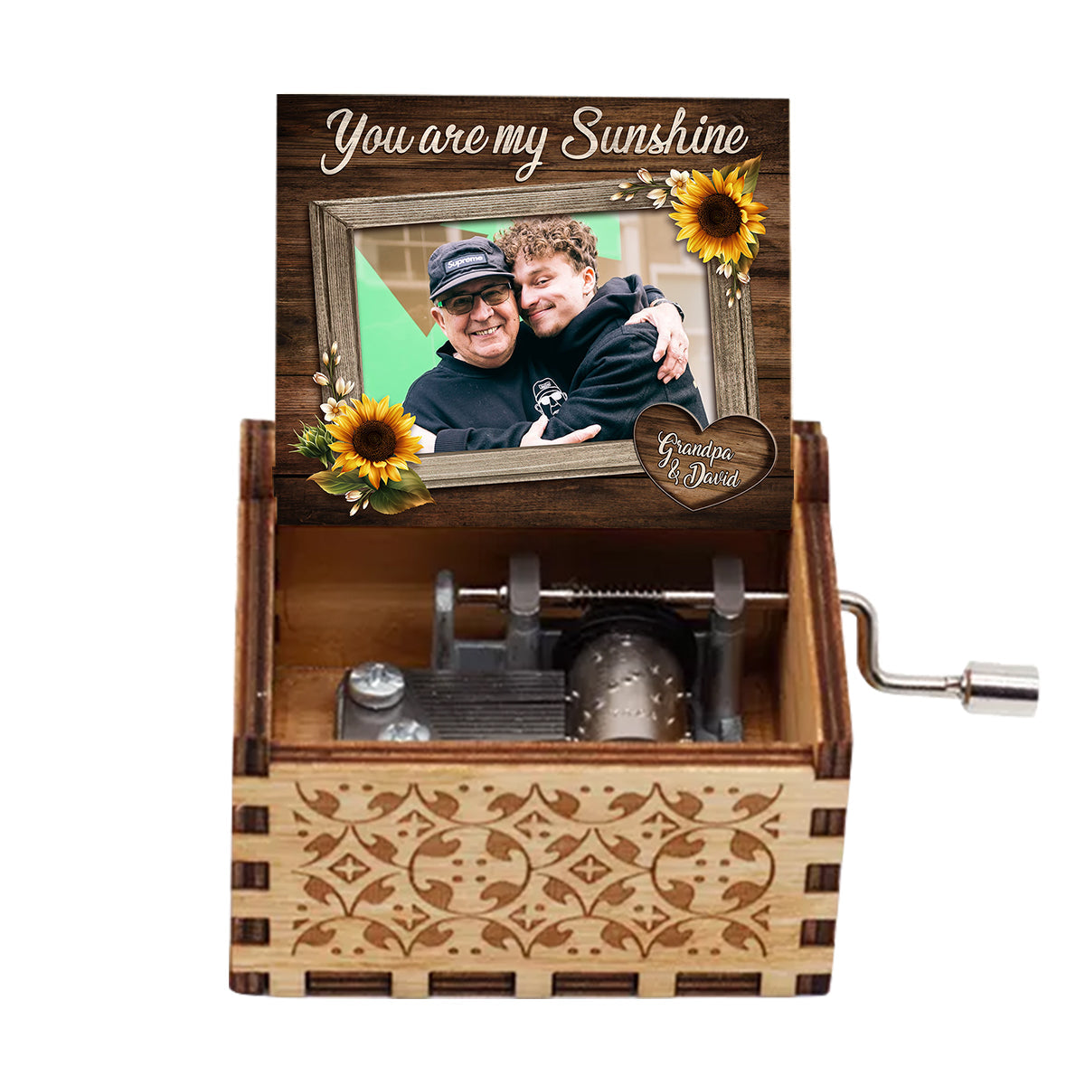 You Are My Sunshine - Gift for mom, grandma, grandpa, daughter, son, granddaughter, grandson, friend, sister, brother, aunt, uncle, dad - Personalized Hand Crank Music Box