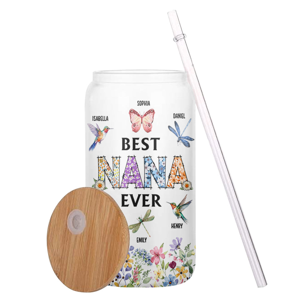 Best Mom Nana Ever - Personalized Mother Can Glass