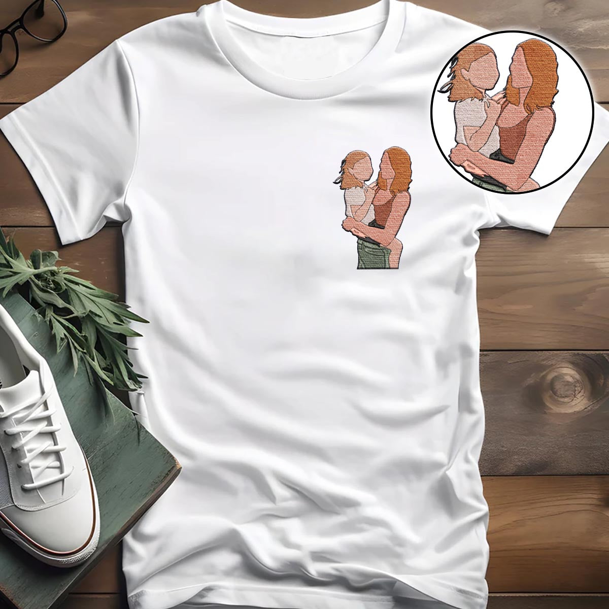 Custom 2D Photo - Personalized Mother Embroidered T-shirt