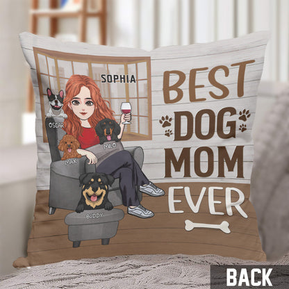 Thank You Best Dog Mom Ever - Personalized Dog Throw Pillow