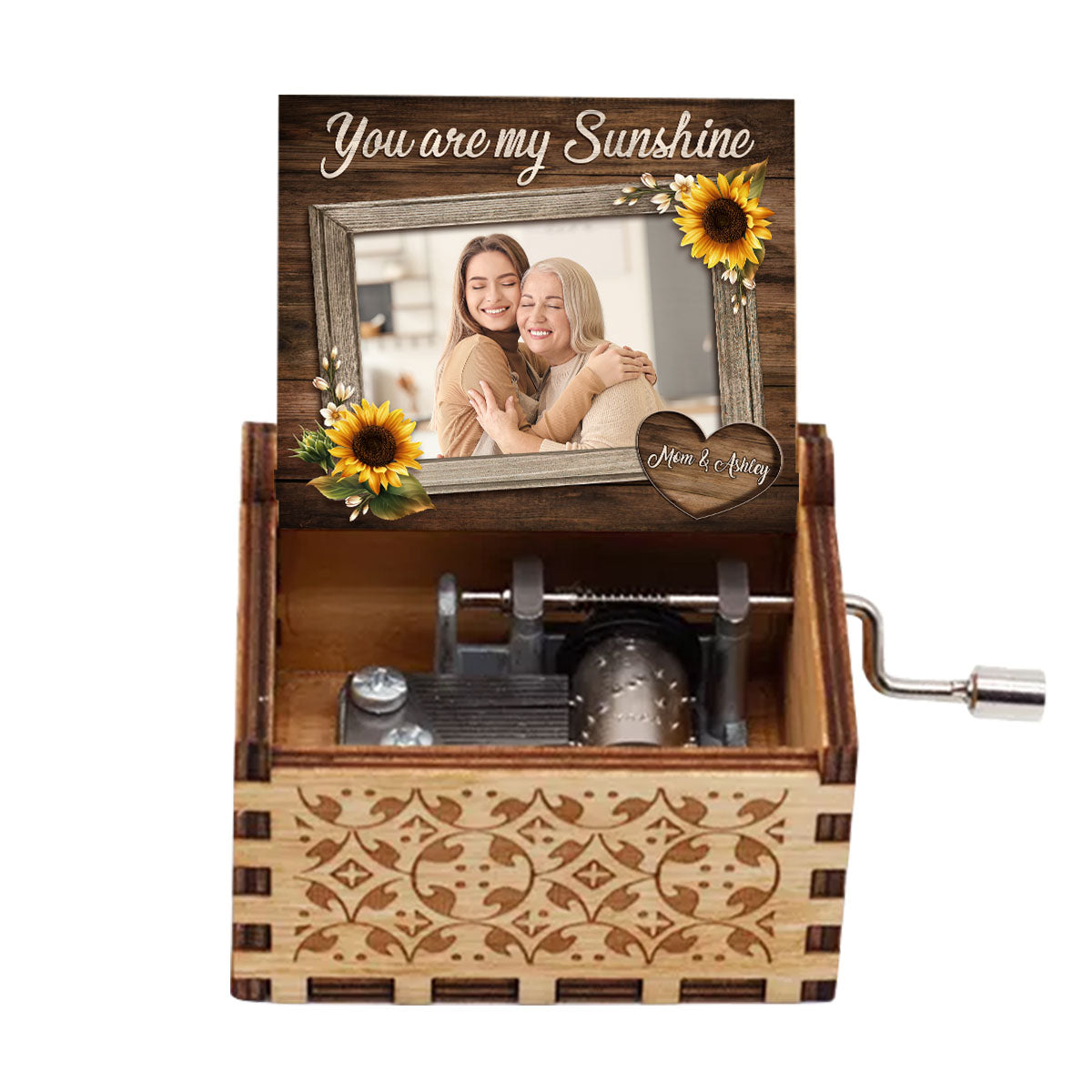 You Are My Sunshine - Gift for mom, grandma, grandpa, daughter, son, granddaughter, grandson, friend, sister, brother, aunt, uncle, dad - Personalized Hand Crank Music Box