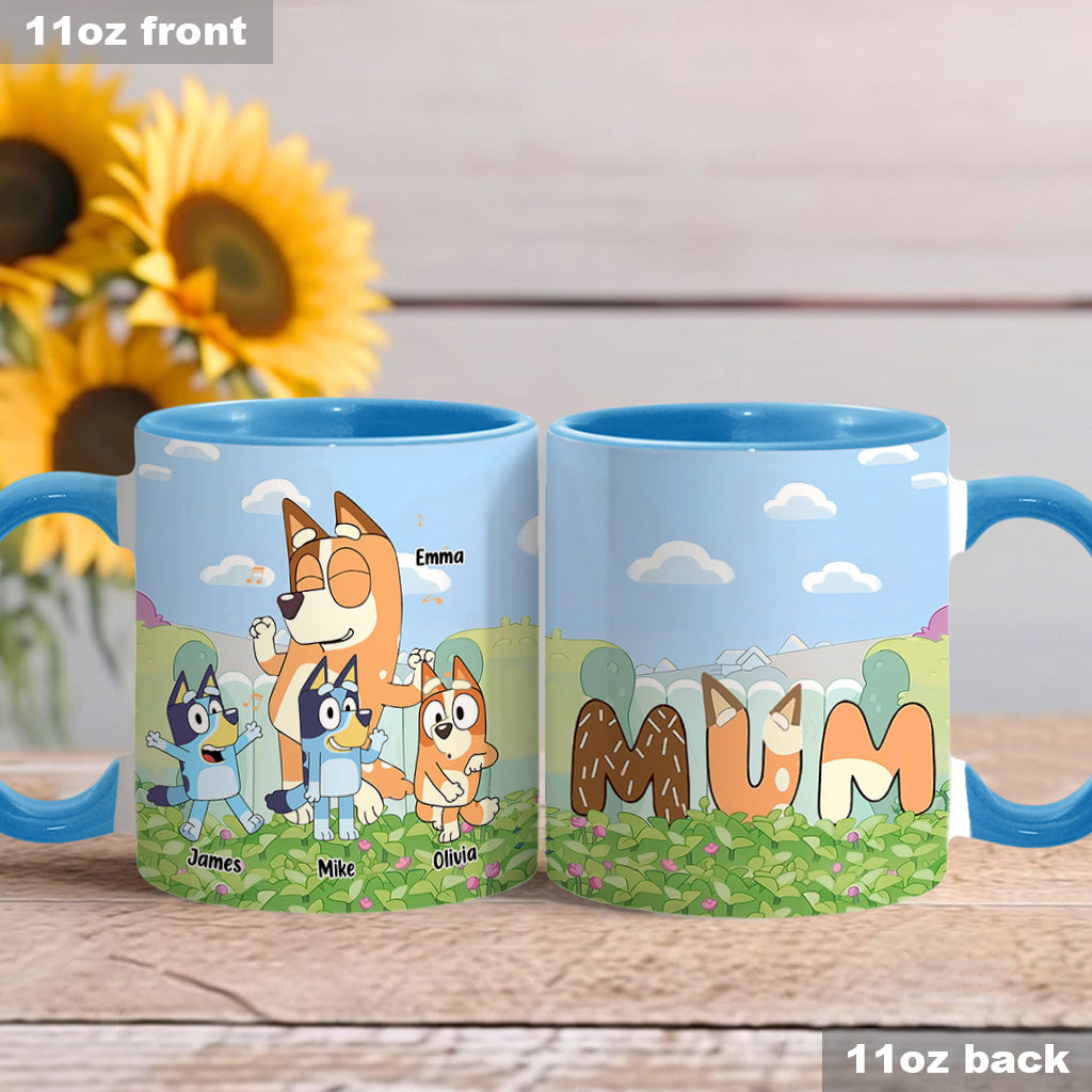 Cool Mum Cool Dad Cute Blue Dog - Personalized Mother Accent Mug