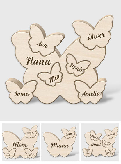 Butterfly Puzzle - Personalized Mother Shaped Wooden Puzzle