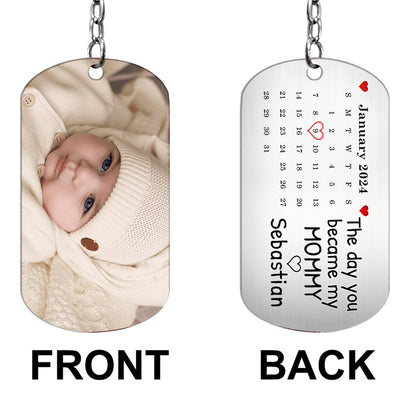 Calendar Custom Photo The Day You Became My Mommy Daddy - Personalized Mother Stainless Steel Keychain