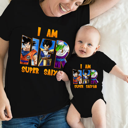 Dad Super Saiyan Little Saiyan - Personalized Seven Balls T-shirt And Baby Onesie