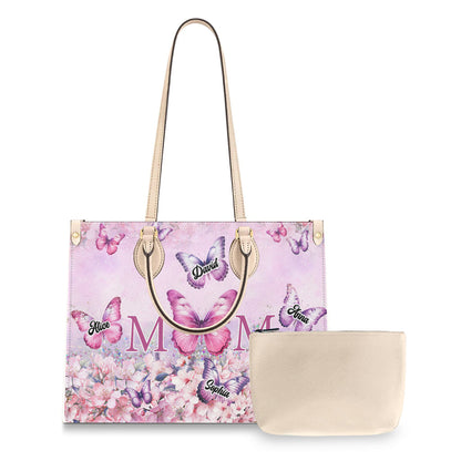 Butterfly Mom - Personalized Mother Leather Handbag