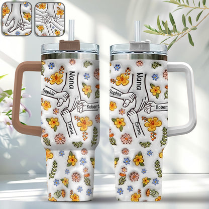 You Hold Our Hand - Personalized Mother Tumbler With Handle