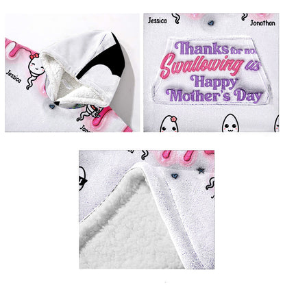 Thanks You Mom - Personalized Mother Blanket Hoodie