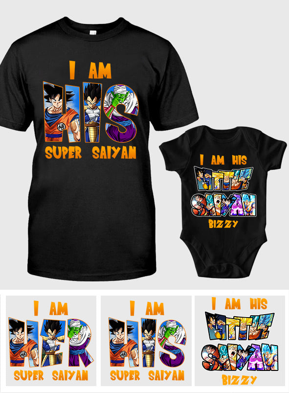 Dad Super Saiyan Little Saiyan - Personalized Seven Balls T-shirt And Baby Onesie