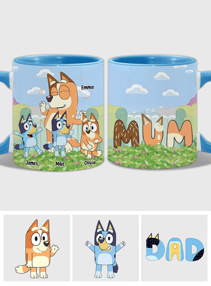 Cool Mum Cool Dad Cute Blue Dog - Personalized Mother Accent Mug