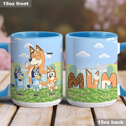 Cool Mum Cool Dad Cute Blue Dog - Personalized Mother Accent Mug