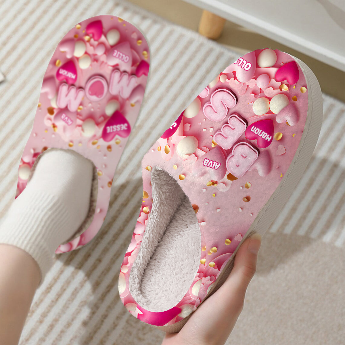 Best Mama Inflated Heart 3D - Personalized Mother Slippers