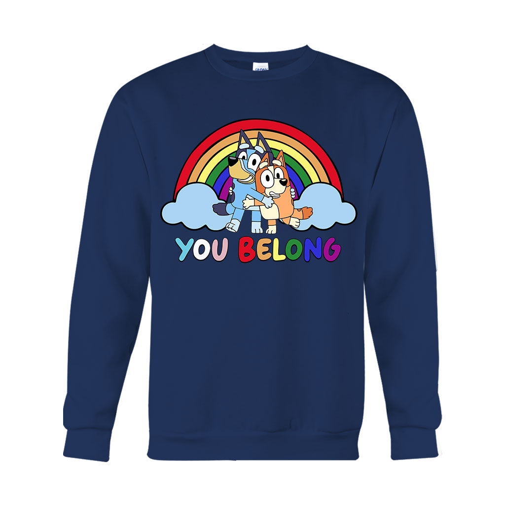 You Belong Cool Blue Dog Pride - LGBT Support T-shirt And Hoodie