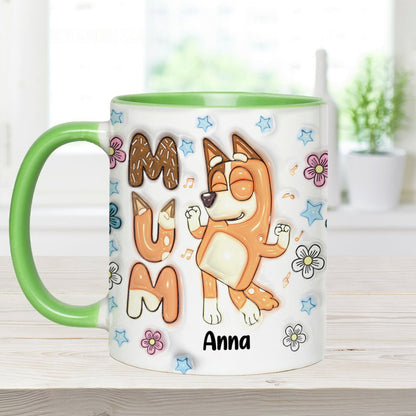 Cool Mum Cool Dad Cute Blue Dog - Personalized Mother Accent Mug