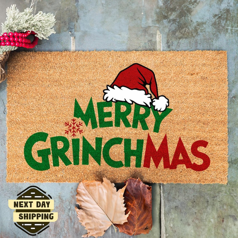 Merry Grinchmas, Coir Doormat, Funny Mat Christmas Doormat 0924