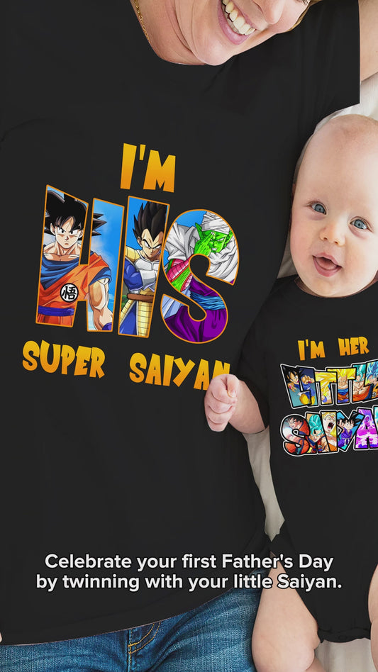 Dad Super Saiyan Little Saiyan - Personalized Seven Balls T-shirt And Baby Onesie