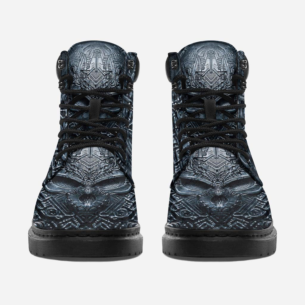 Black Skull 3D Pattern Print Skull All Season Boots 0622