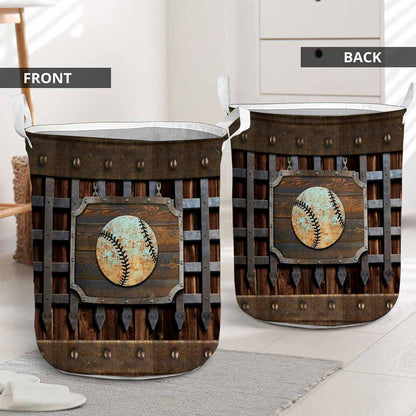 Baseball Metal Pattern Print Baseball Laundry Basket 0622