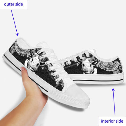 Black And White Cow Cow Low Top Shoes 0622