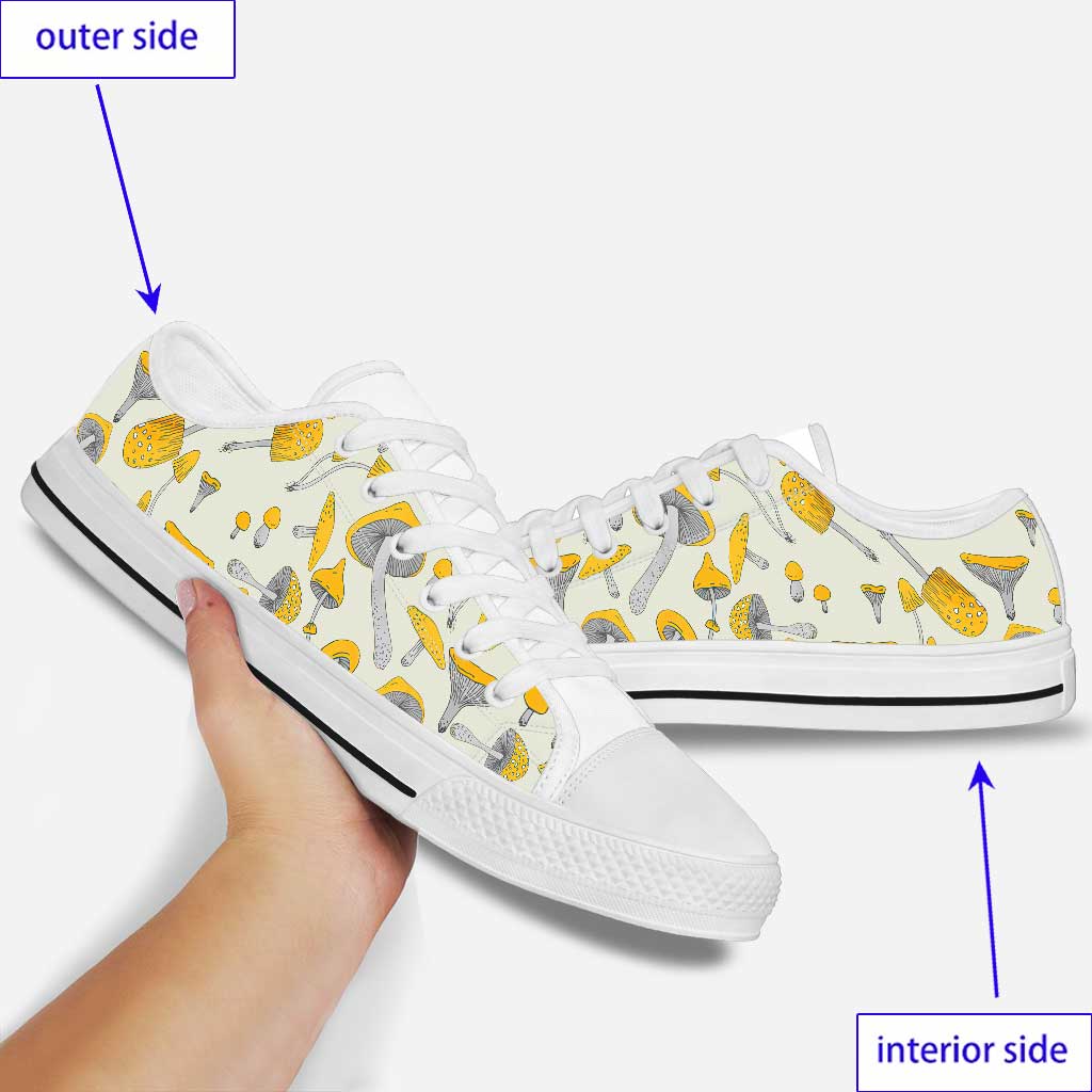 Yellow Vintage Mushroom Mushroom Low Top Shoes 0622