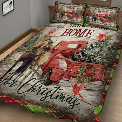 All Hearts Come Home For Christmas Horse  Quilt Set 0622