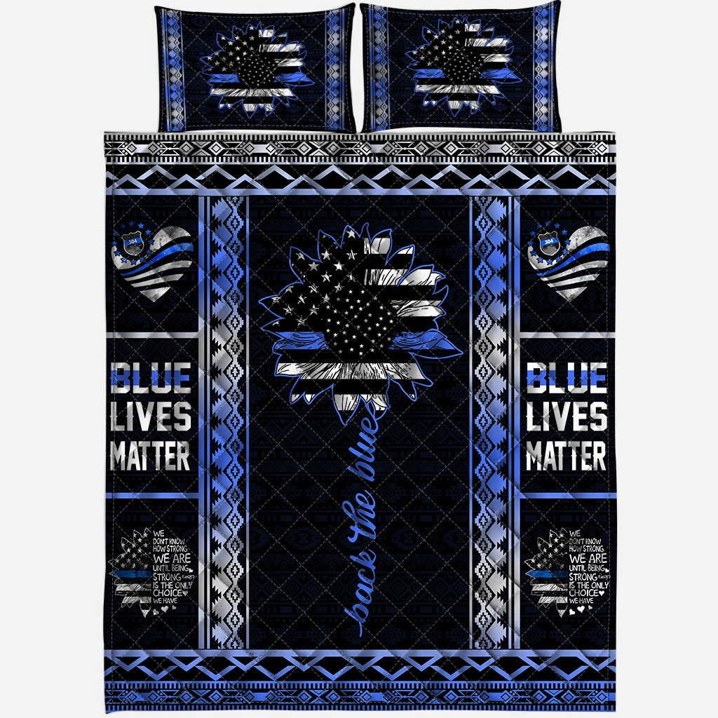 Back The Blue Police Officer  Quilt Set 0622