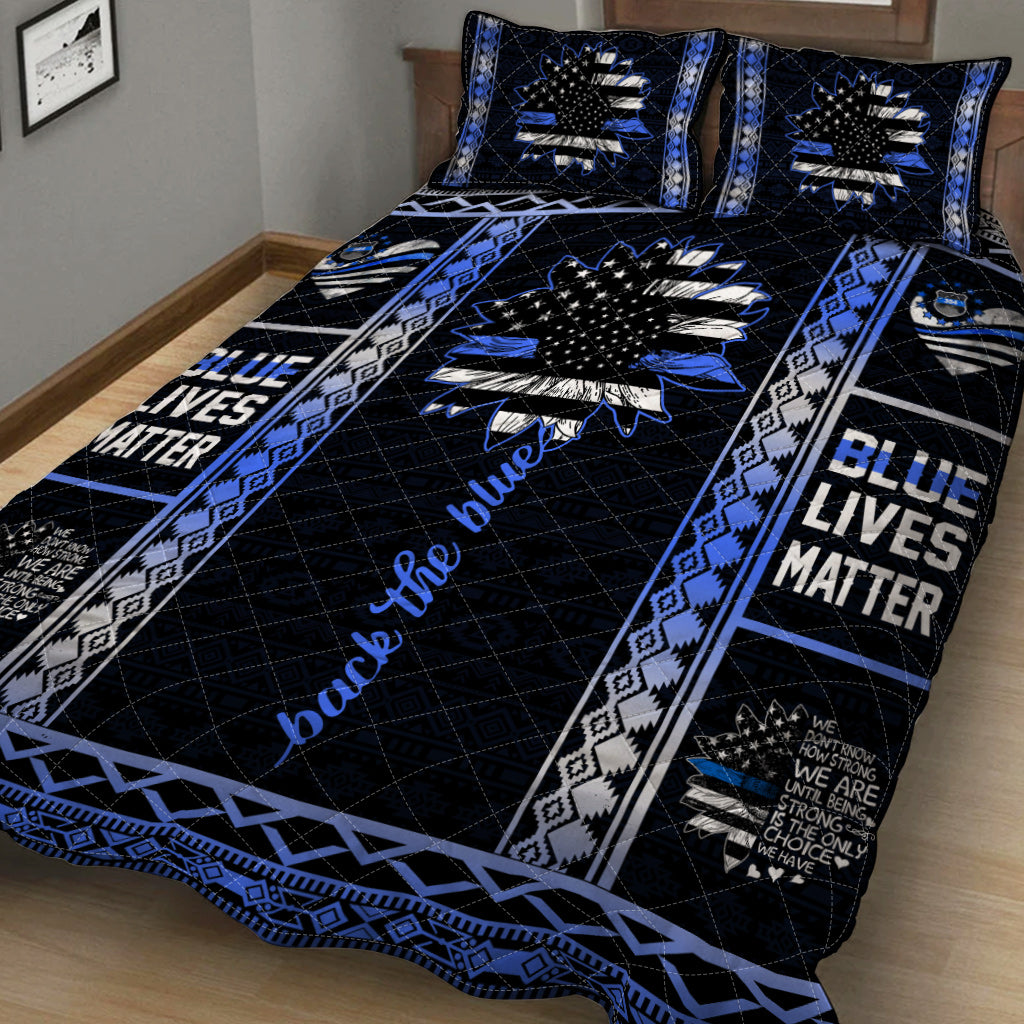 Back The Blue Police Officer  Quilt Set 0622