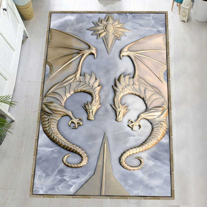 Dragon Metal Pattern Print Dragon Rug 0622