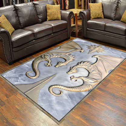 Dragon Metal Pattern Print Dragon Rug 0622