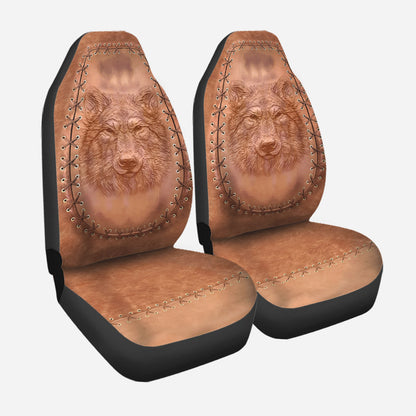 Wolf Leather Pattern Print Wolf Seat Covers 0622