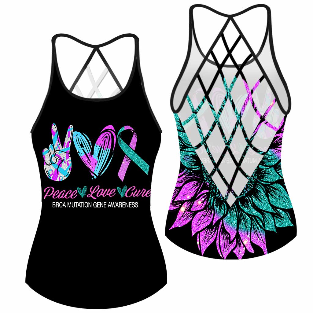 Brca Mutation Gene Awareness Peace Love Cure - Suicide Prevention Cross Tank Top 0722