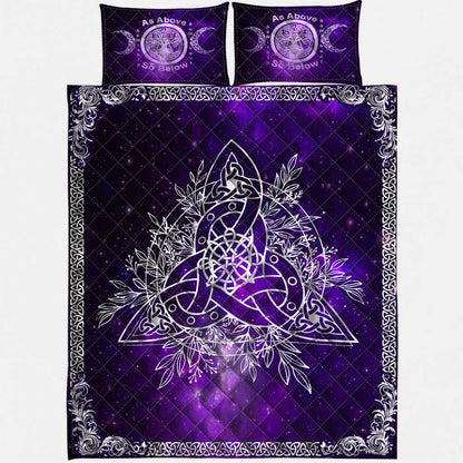 Celtic Wicca Triquetra Wicca Pagan -  Witch Quilt Set 0822