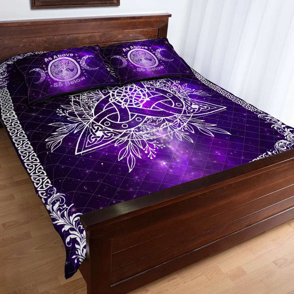 Celtic Wicca Triquetra Wicca Pagan -  Witch Quilt Set 0822