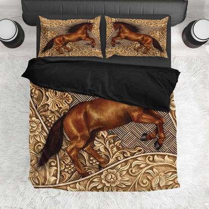 Brown Horse Western Style - Horse Riding Lover - Horse Owner Bedding Set 0921