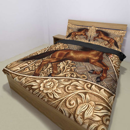 Brown Horse Western Style - Horse Riding Lover - Horse Owner Bedding Set 0921