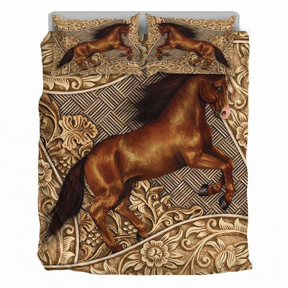 Brown Horse Western Style - Horse Riding Lover - Horse Owner Bedding Set 0921