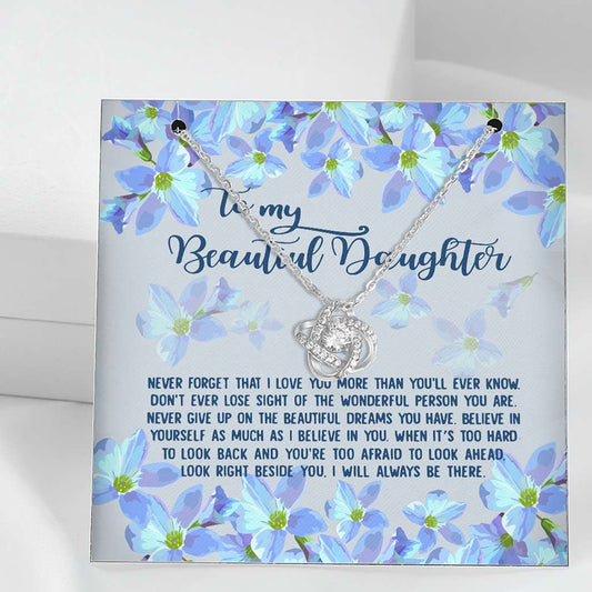 To My Daughter Last Breath Gift From Dad Mom - Daughter Love Knot Necklace 0921