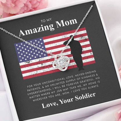 Army Mom Gift Military Mom Gift For Mom From Soldier - Mother Love Knot Necklace 0921