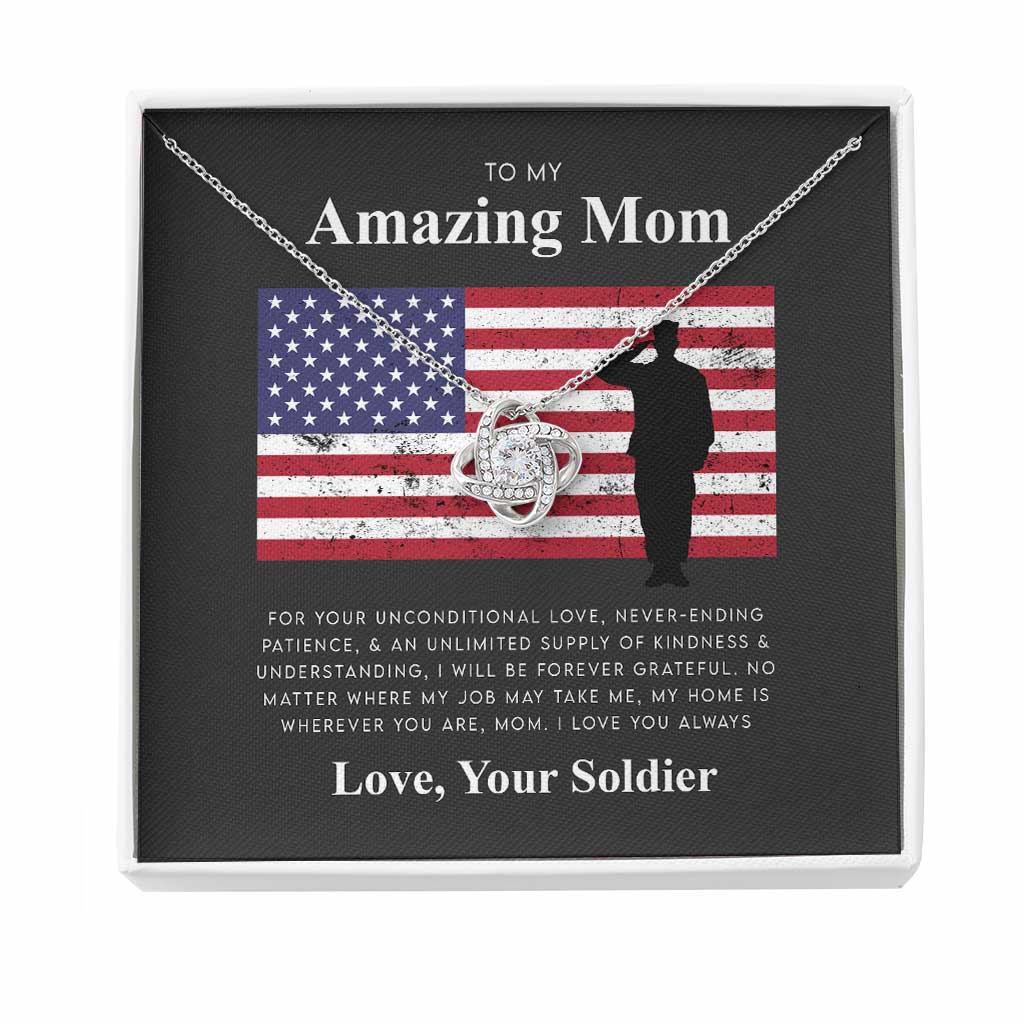 Army Mom Gift Military Mom Gift For Mom From Soldier - Mother Love Knot Necklace 0921