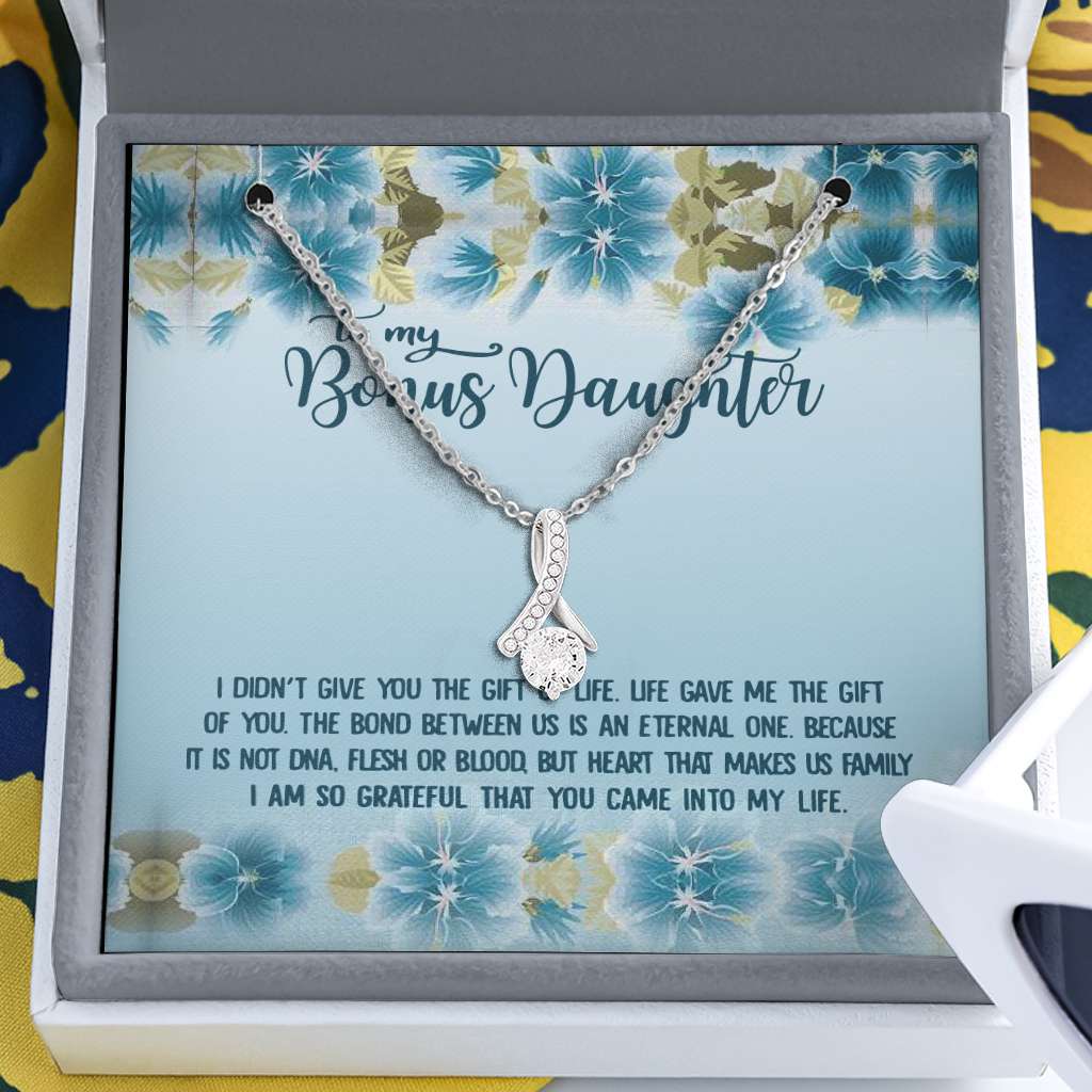 Bonus To My Bonus Daughter Gift Unbiological Daughter Daughter In Law - Daughter Petite Ribbon Necklace 0921