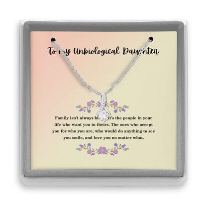 Bonus To My Unbiological Daughter Smile Gift From Dad Mom - Daughter Petite Ribbon Necklace 0921