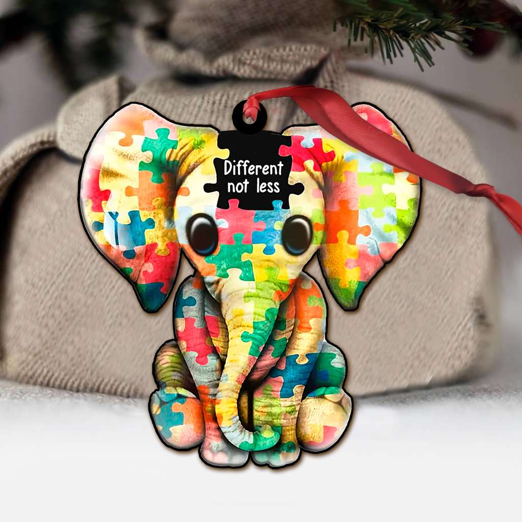 Autism Puzzle Elephant - Autism Awareness Ornament (Printed On Both Sides) 1022